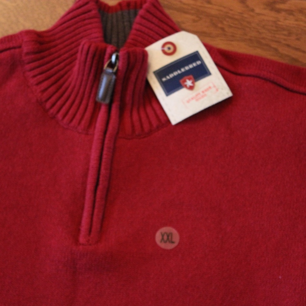 Solid quarter zip red sweater